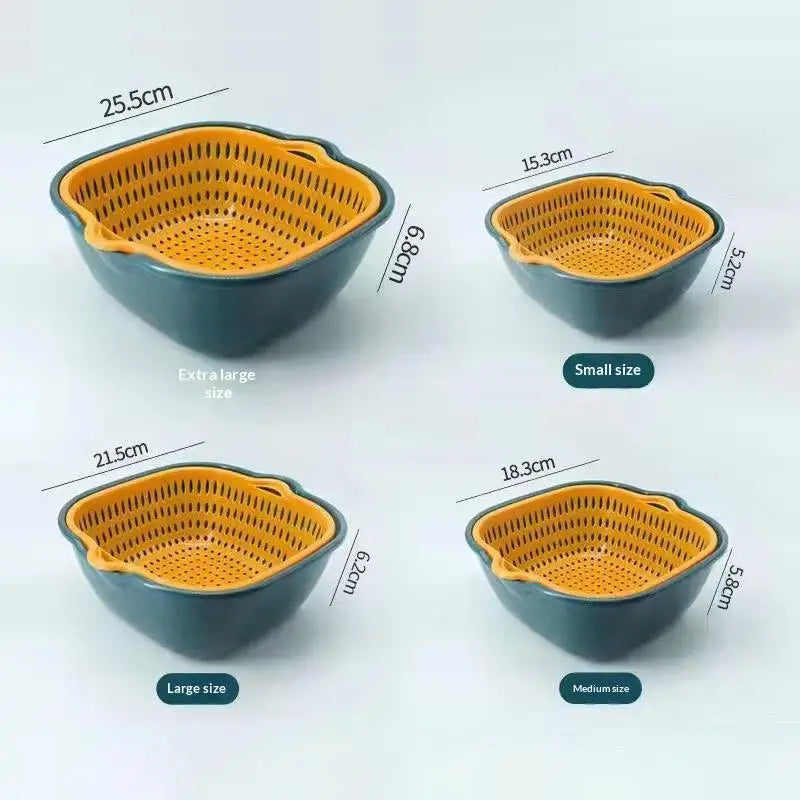 Double-Layer Kitchen Sink Colander & Drain Basket Set Kitchen Colander Set QXL