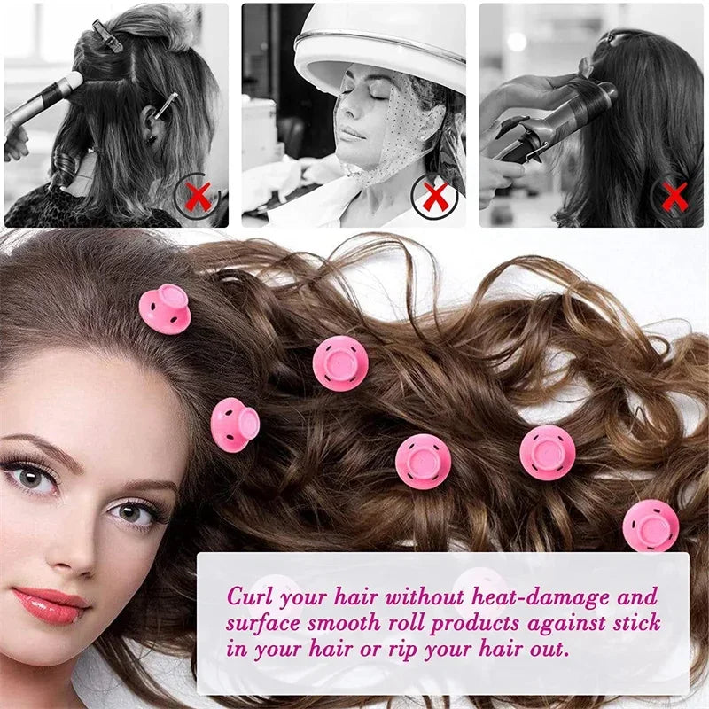 10-Pack Heatless Hair Curlers | Soft Silicone Wave Rollers Heatless Hair Curlers QXL