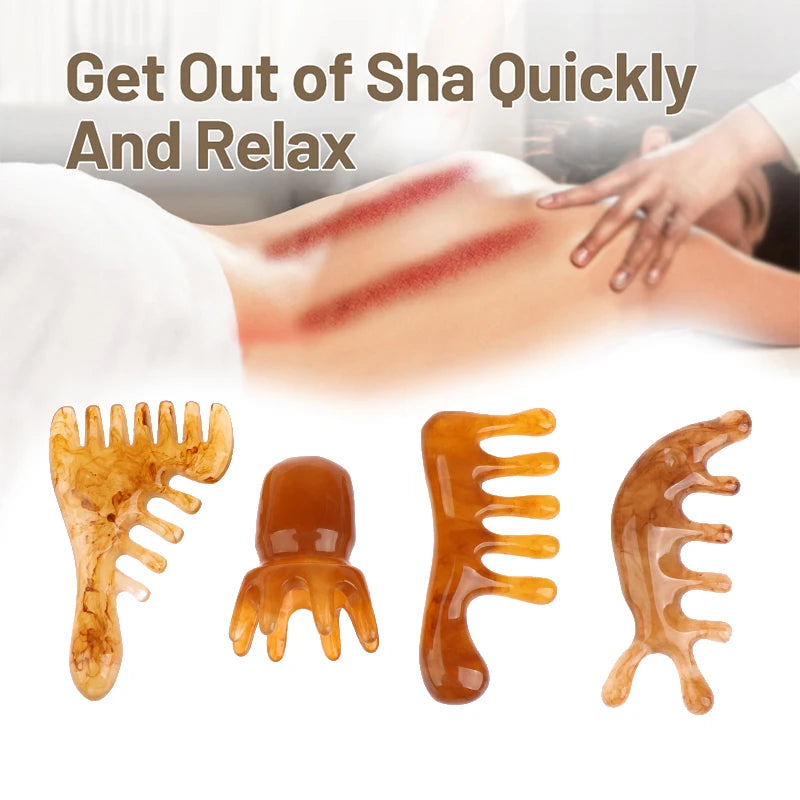 Natural Resin Wide Tooth Scalp Massage Comb | Gua Sha Tool Scalp Massage Comb QXL