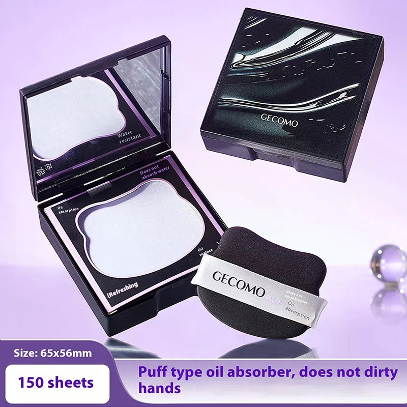 150-Sheet Oil Blotting Papers with Case, Puff & Mirror Oil Blotting Papers QXL
