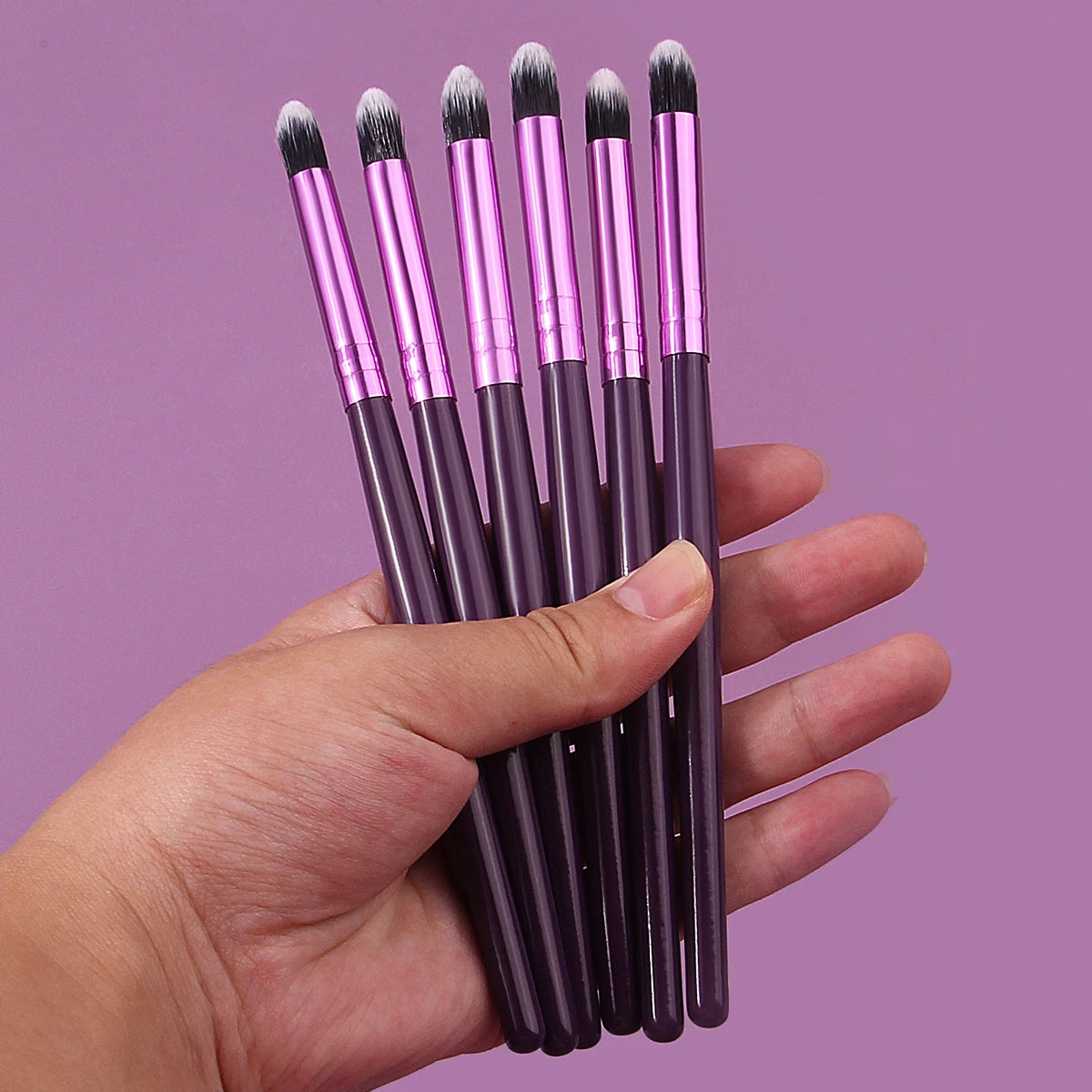 6-Piece Purple Wooden Handle Soft Makeup Brush Set Makeup Brush Set QXL