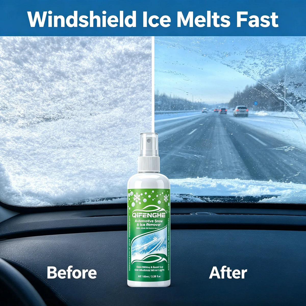 100ml Car De-Icer Spray | Windshield Ice & Snow Remover Car De-Icer Spray QXL