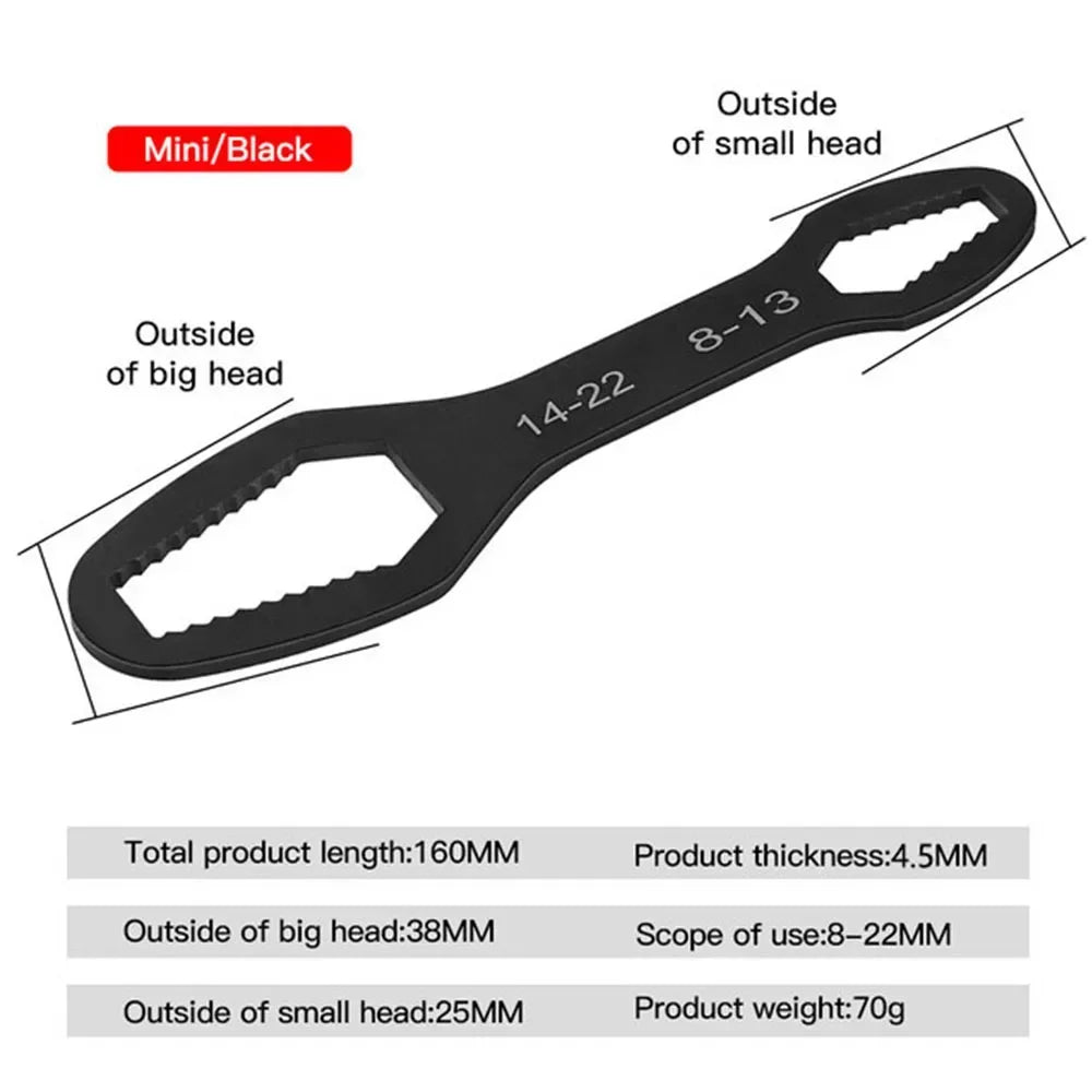 Self-Tightening Adjustable Wrench 8–22mm | Chrome Vanadium Adjustable Wrench QXL M372 160mm 8-22mm