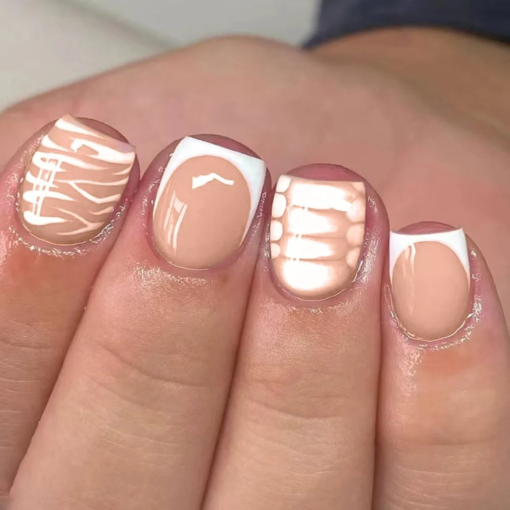 24-Pack Ballerina French Press-On Nails | Short Square Full Cover Press-On False Nails QXL 3