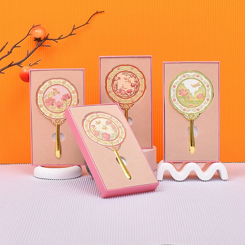 Floral Handheld Mirror in Gift Box | Metal Makeup Mirror Handheld Makeup Mirror QXL