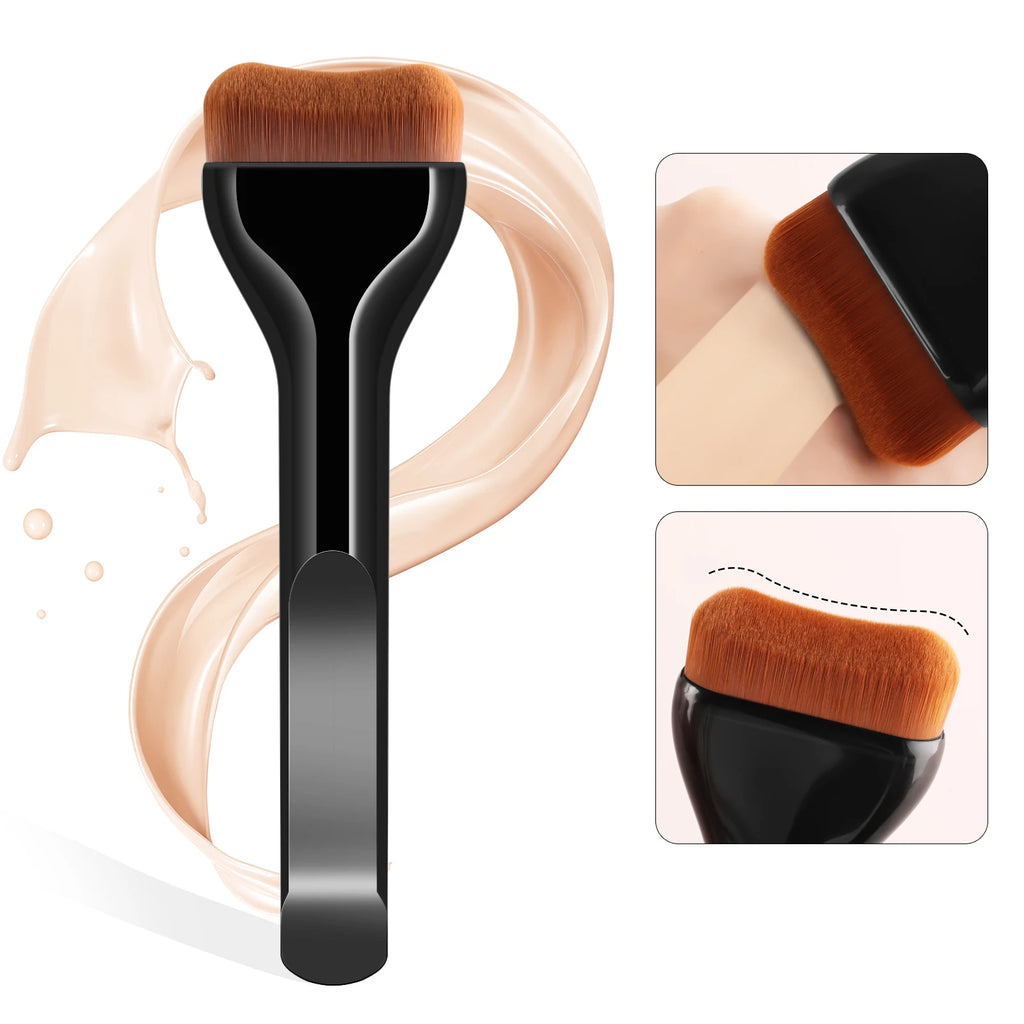 Ronshadow Wave Curved Foundation Brush – Ultra Thin Flat Foundation Brush QXL