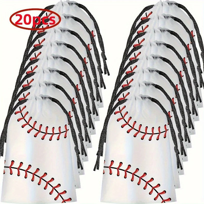 Baseball Drawstring Bag | Cotton Gift, Party & Storage Bag Drawstring Storage Bag QXL 20pcs