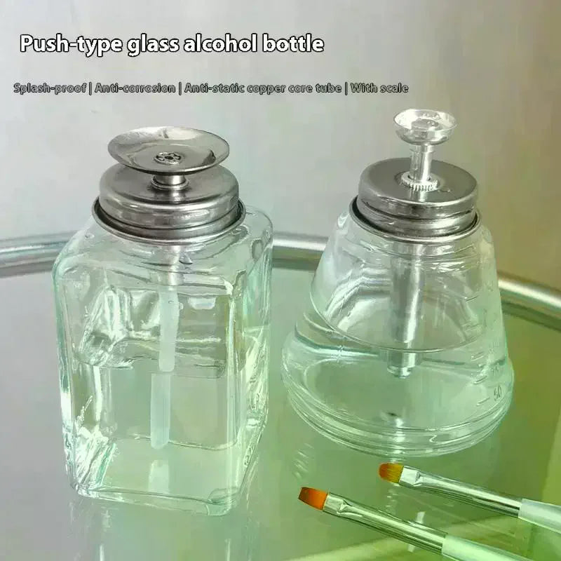 100ml Refillable Glass Nail Pump Dispenser Bottle | Press Top Nail Pump Dispenser QXL