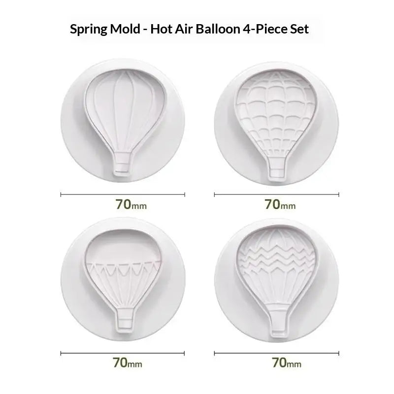 4-Pc Hot Air Balloon Cookie & Fondant Plunger Mold Set Cookie Fondant Mold QXL