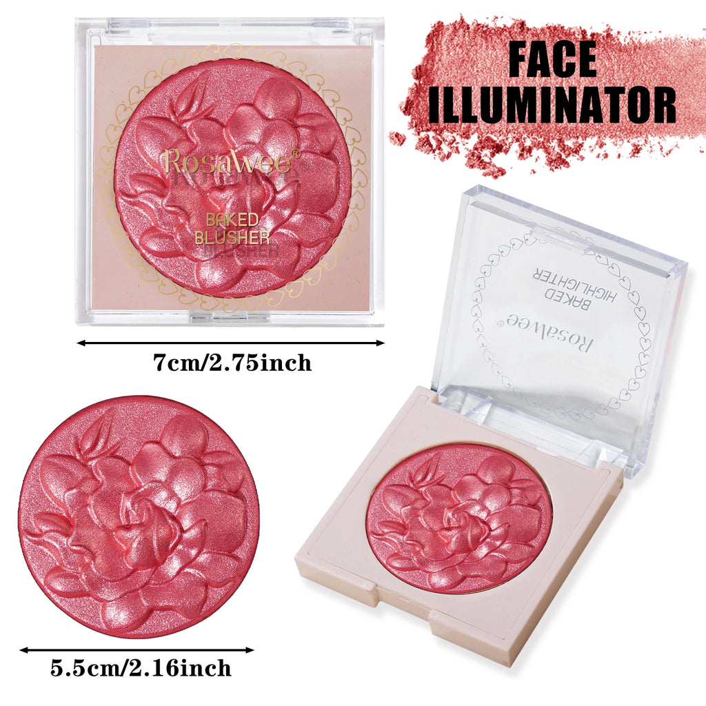 Rosawee Pearlescent Shimmer Blush Powder | Long-Lasting Glow Shimmer Blush Powder QXL