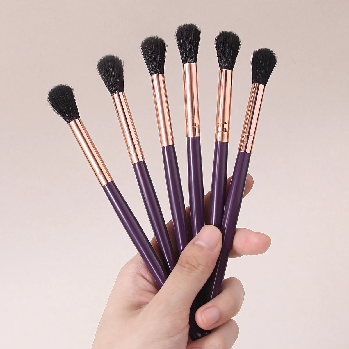 KOSSHOW 6-Pc Highlighter Makeup Brush Set | Purple Rose Gold Makeup Brush Set QXL