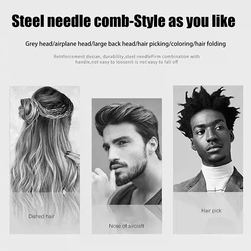 Black Metal Pick Comb | Afro Hair Styling Tool for Salons Hair Pick Comb QXL