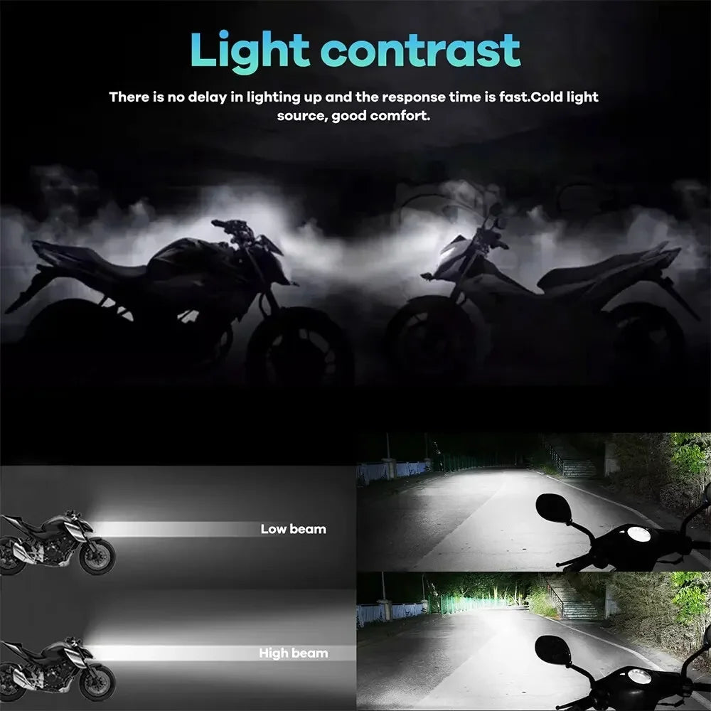 H4 BA20D LED Motorcycle Headlight Bulb 8000LM 12-24V Motorcycle LED Bulb QXL