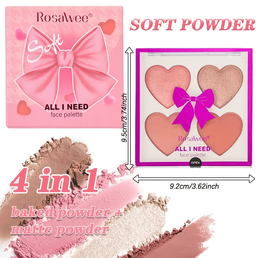 Baked Powder Palette – Contour, Highlighter & Blush Heart Design Baked Powder Palette QXL