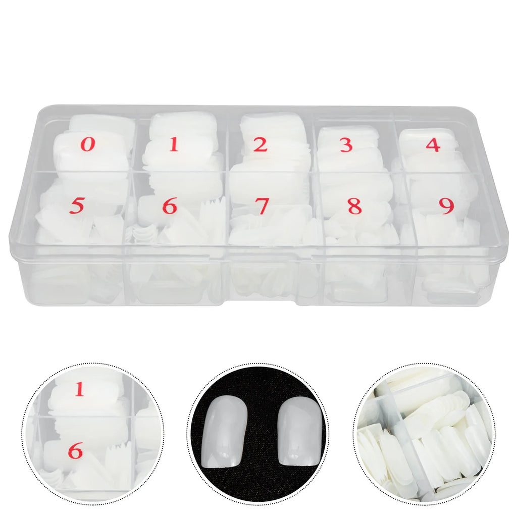 500-Pack Short False Nail Tips | Natural Press-On Full Cover Nails False Nail Tips QXL