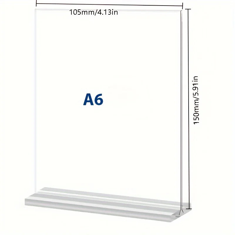 Acrylic Double-Sided T-Type Sign Holder | A4 A5 A6 Menu Stand Tabletop Sign Holder QXL