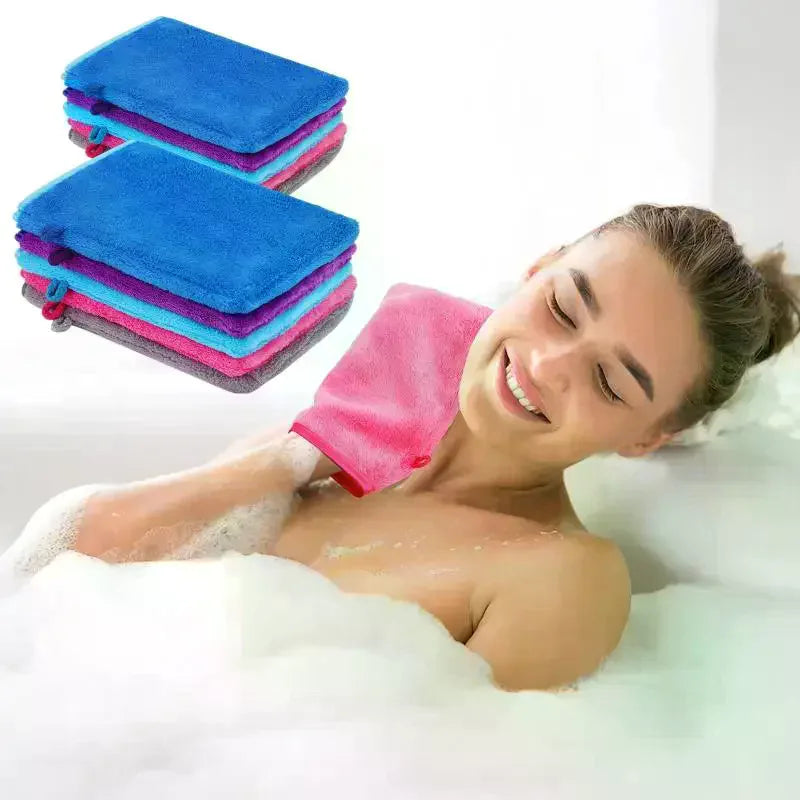 Microfiber Makeup Remover Glove | Reusable Facial Cleansing Mitt Makeup Remover Glove QXL