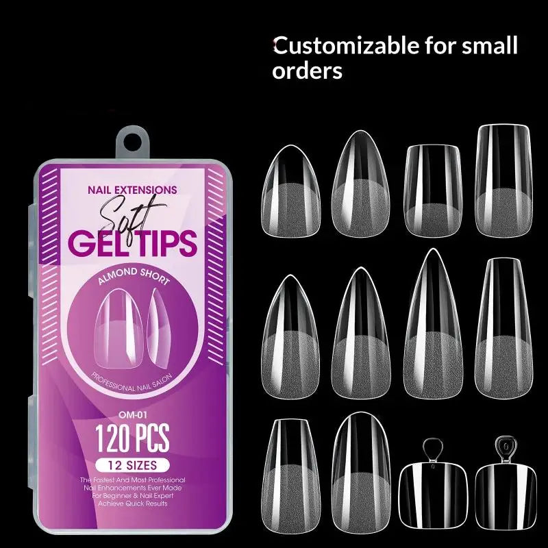 120-Pc Clear Semi-Matte False Nail Tips | Full Coverage DIY False Nail Tips QXL