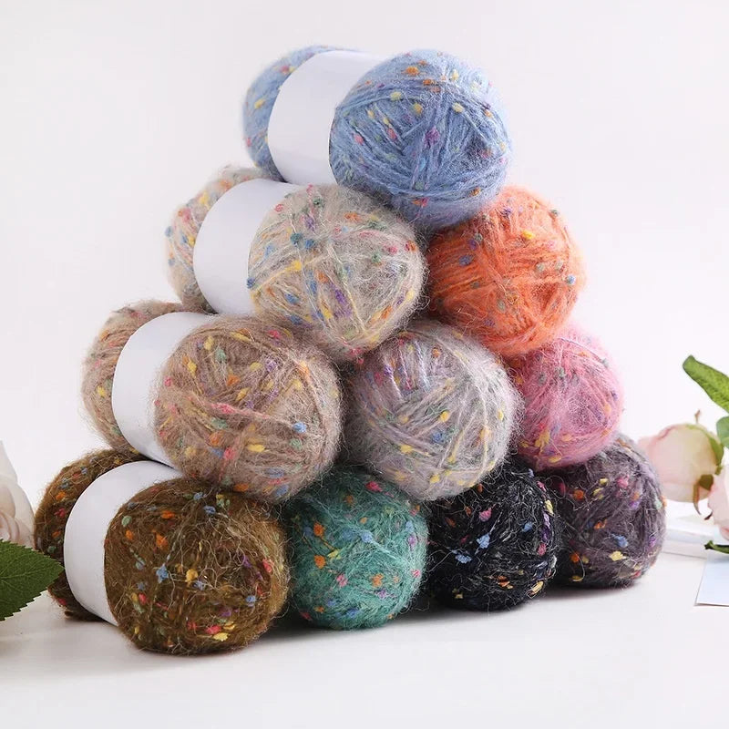 50g Colorful Dotted Mohair Yarn | DIY Knitting & Crochet Thread Craft Knitting Yarn QXL