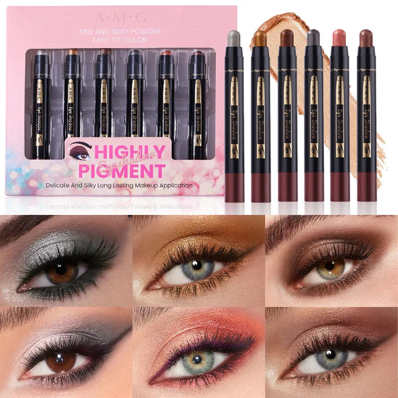 Pearl Shimmer Eyeshadow Stick Set – 6 Waterproof Shades Eyeshadow Stick Set QXL KJ021