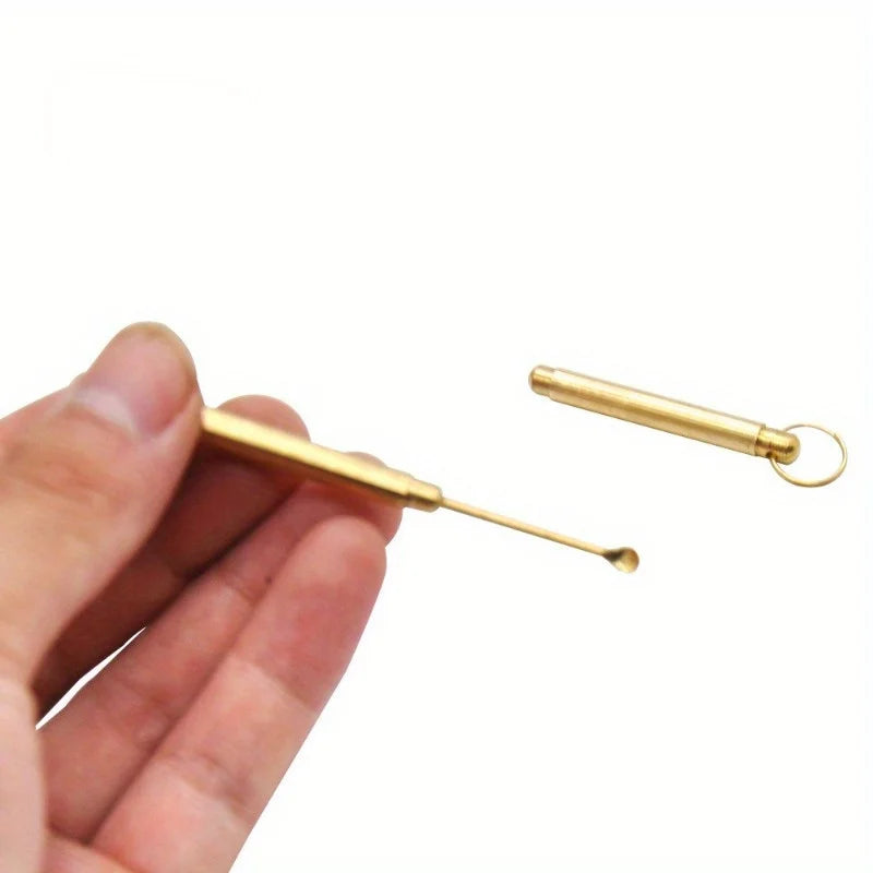 Golden Folding Ear Spoon Keychain | Metal Ear Pick Tool Ear Cleaning Tool QXL