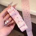 Cherry Print Bow Banana Clip | Pink Striped Ponytail Clip Hair Banana Clip QXL NO.1