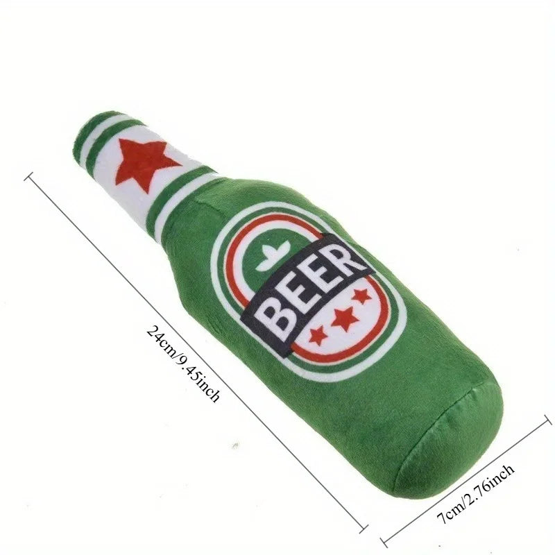 Beer Bottle Squeaky Dog Toy | Plush Bite-Resistant Chew Toy Squeaky Dog Toy QXL
