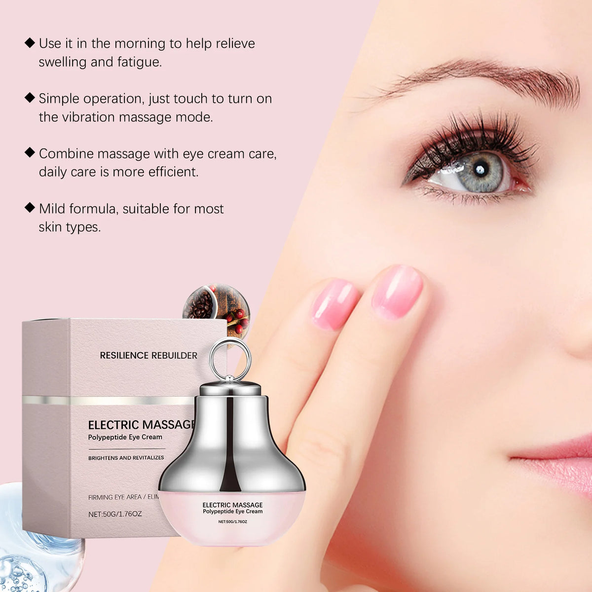 Electric Massage Polypeptide Eye Cream | Firming & Brightening 50g Eye Cream Massager QXL