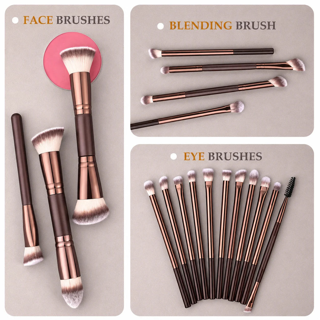 20-Piece Travel Makeup Brush Set with Storage Box & Sponges Makeup Brush Set QXL