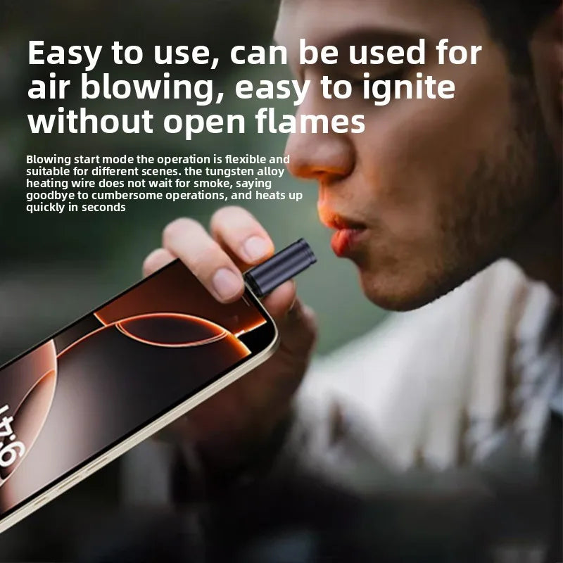 USB-C Flameless Electric Lighter | Windproof Blow-to-Ignite Electric Lighter QXL