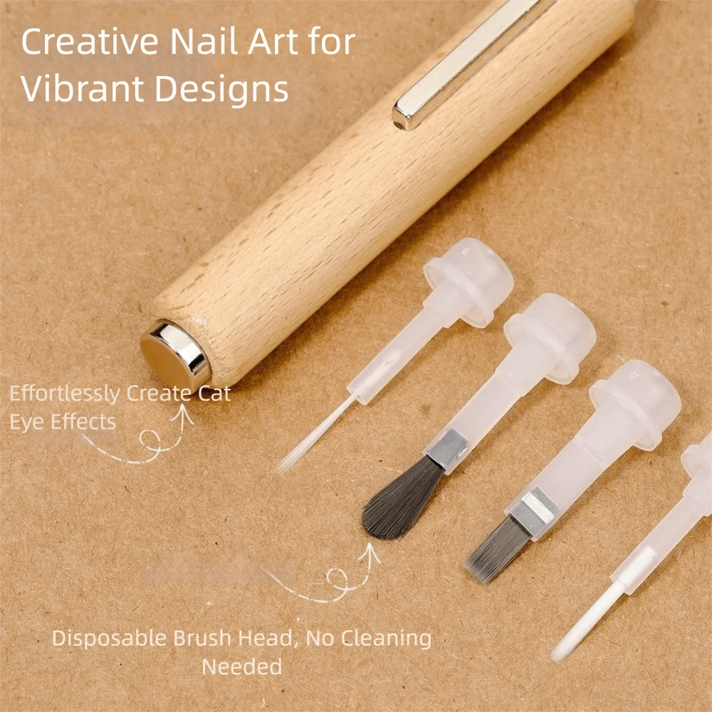 Cat Eye Nail Magnet Stick & Interchangeable Brush Set Nail Art Magnet Tool QXL