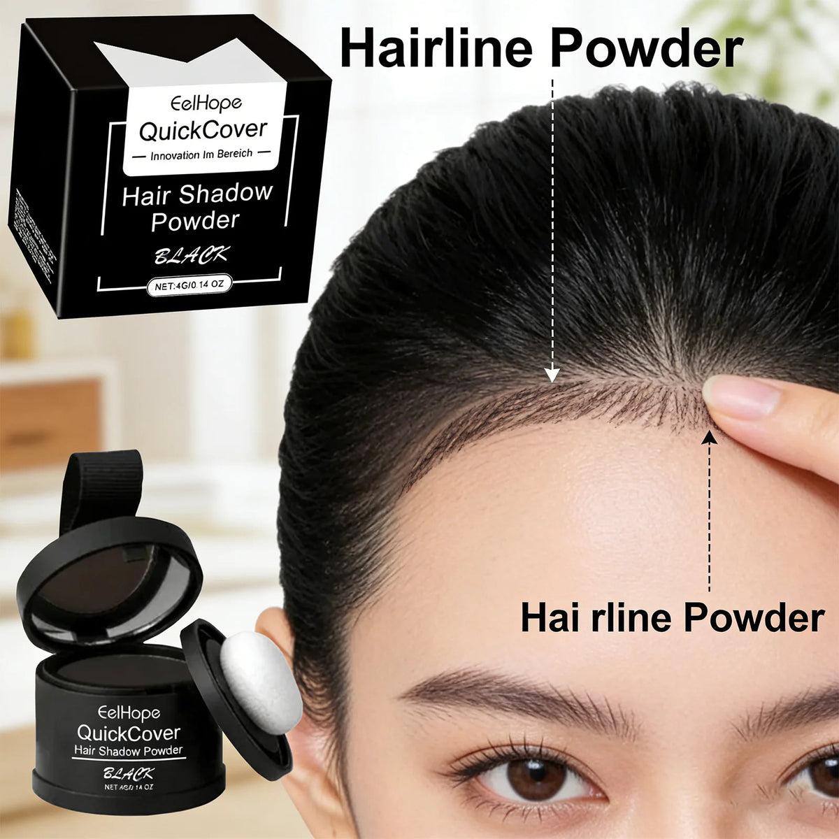 Eelhope Hairline Powder – Instant Root Cover, Waterproof 4g Hair Root Cover Powder QXL
