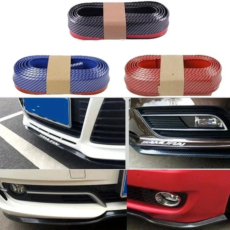 Carbon Fiber Rubber Front Bumper Lip Strip | Anti-Collision Bumper Lip Strip QXL