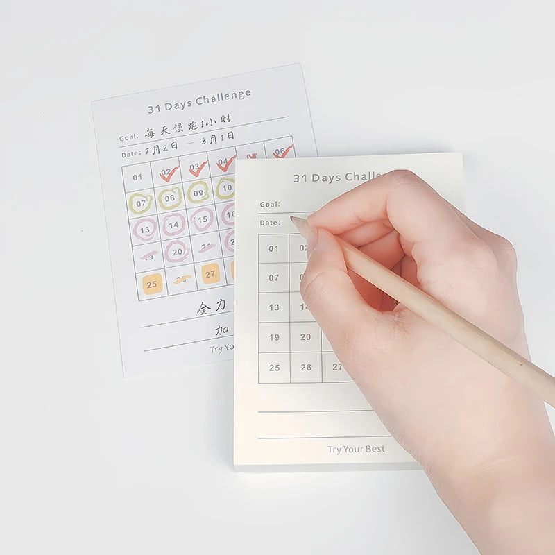 30-Day Daily Planner Notepad | Self-Adhesive Checklist Memo Pad Daily Planner Notepad QXL