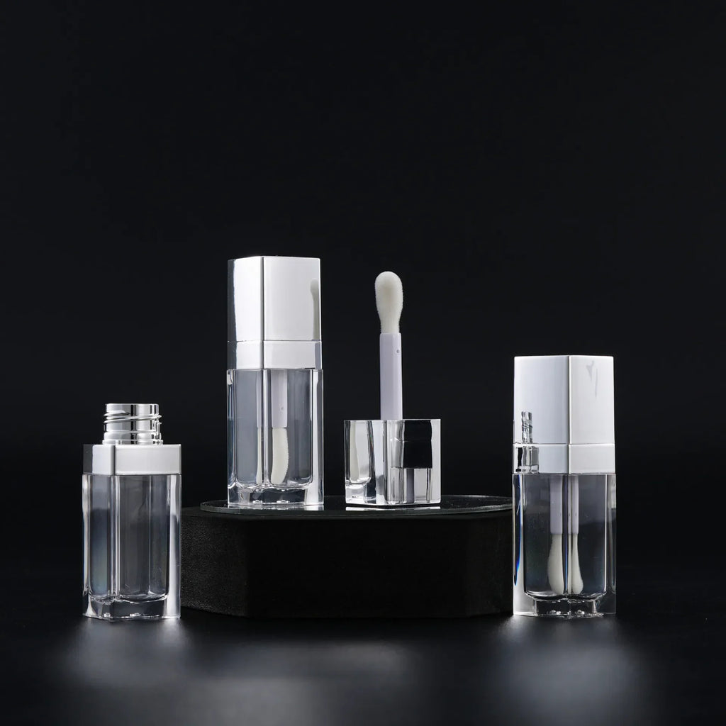 8ml Square Clear Lip Gloss Tube | Silver Cap & Doe Foot Wand Lip Gloss Tube QXL