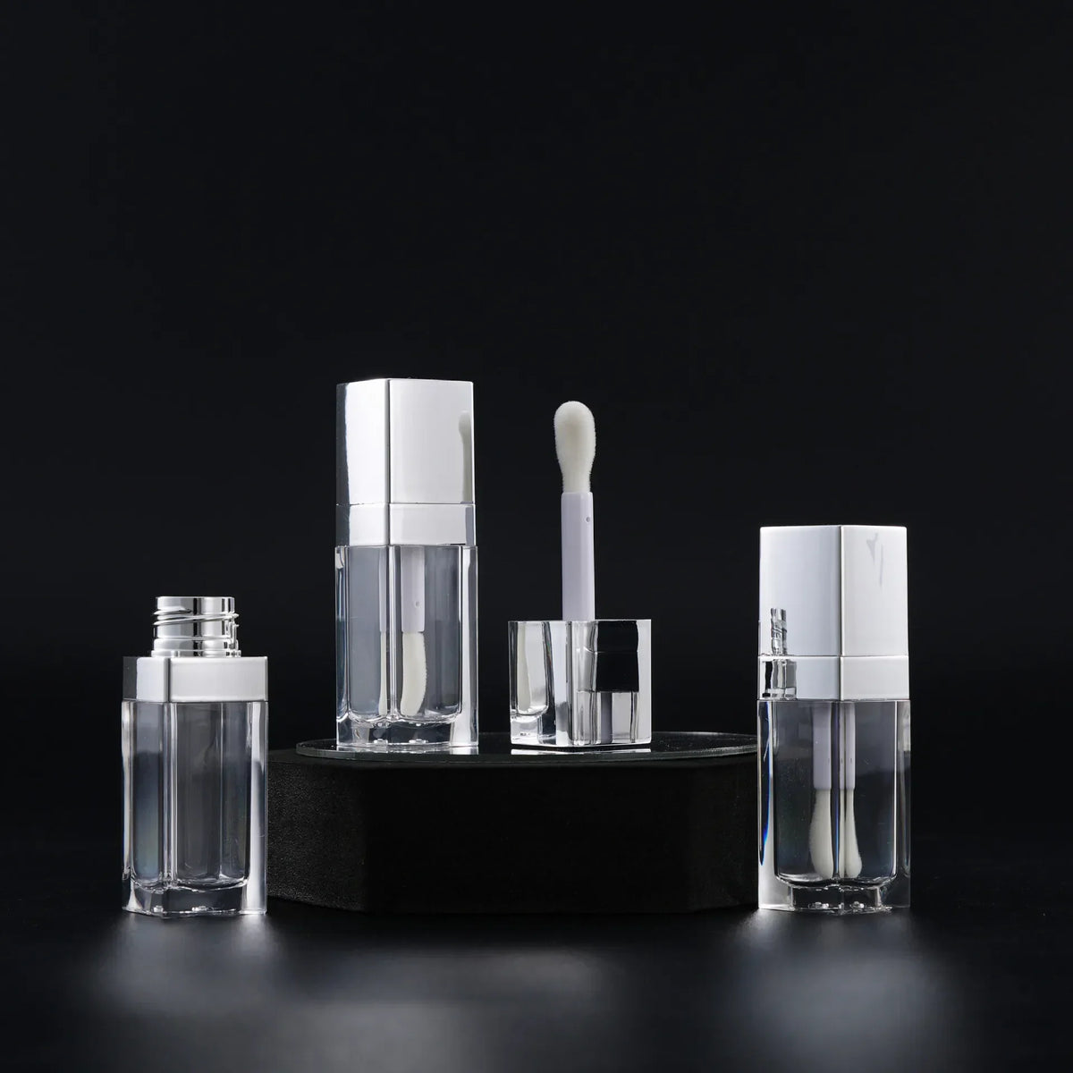 8ml Square Clear Lip Gloss Tube | Silver Cap & Doe Foot Wand Lip Gloss Tube QXL