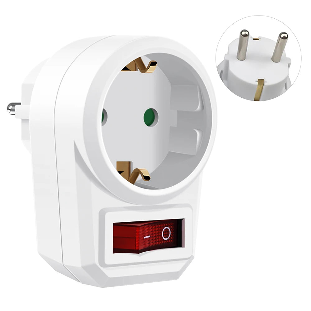 16A 250V EU Power Strip 1-to-3 Way German Plug Adapter + Switch EU Power Strip QXL