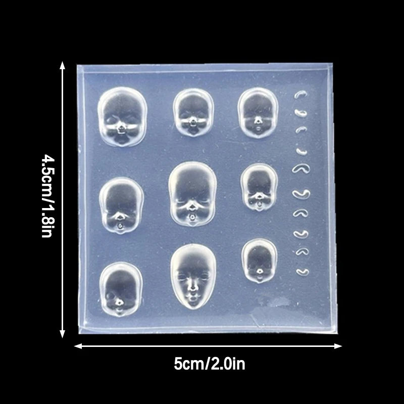 3D Cartoon Doll Face Silicone Nail Mold | Nail Art Stencil Silicone Nail Mold QXL