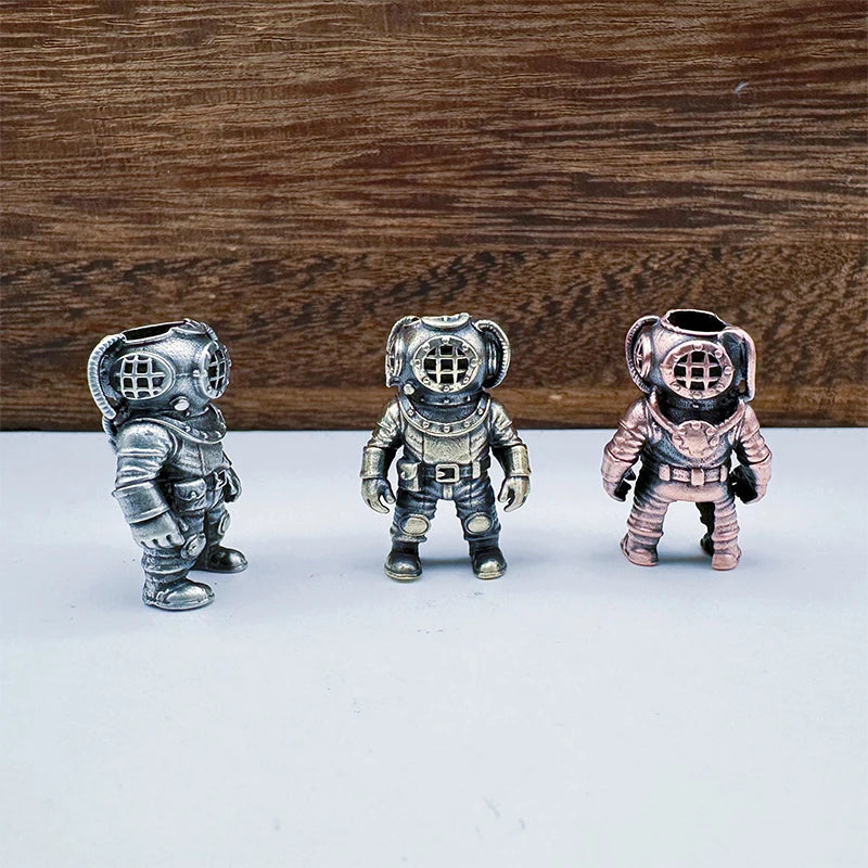 Brass Diver Figurine Bead | EDC Lanyard & Bracelet Charm Brass Figurine Charm QXL