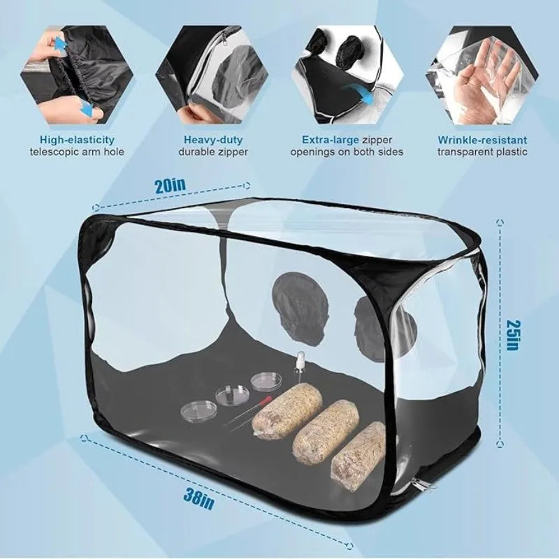 Still Air Box Mushroom Cultivation Tent 38x20x25" | Clean Workspace Mushroom Grow Tent QXL