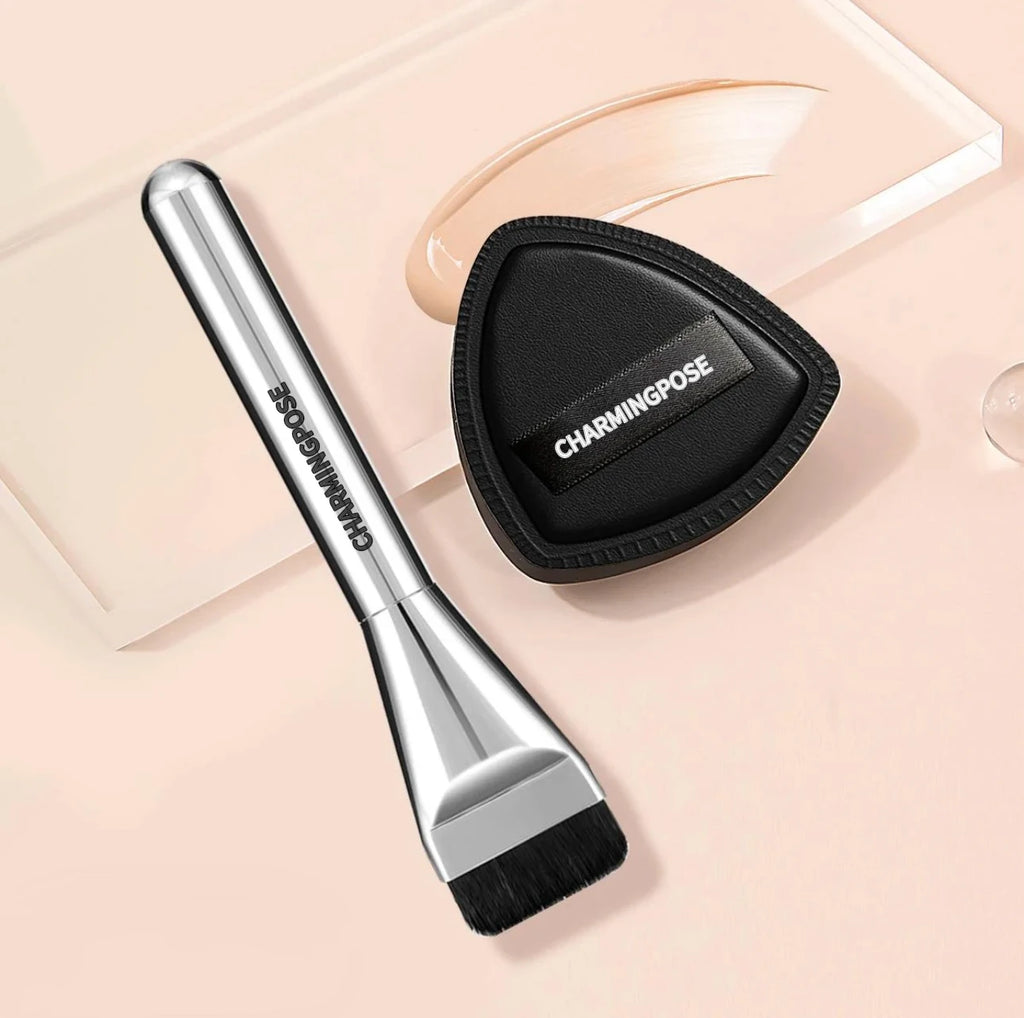 3-in-1 Concealer Applicator Set | Foundation Brush & Sponge Makeup Applicator Set QXL