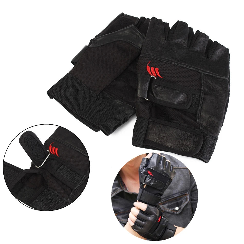 Men's PU Leather Weight Lifting Gym Gloves | Wrist Wrap Weight Lifting Gloves QXL Default Title