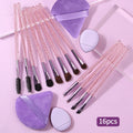 16-Piece Eye Makeup Brush Set with Powder Puffs Eye Makeup Brush Set QXL PURPLE