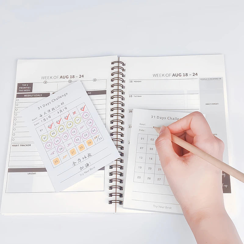 30-Day Daily Planner Notepad | Self-Adhesive Checklist Memo Pad Daily Planner Notepad QXL