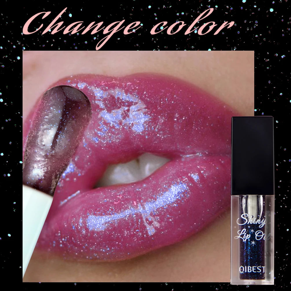 QIBEST Color-Changing Mirror Lip Gloss Oil | Shiny Tinted Balm Lip Gloss Oil QXL