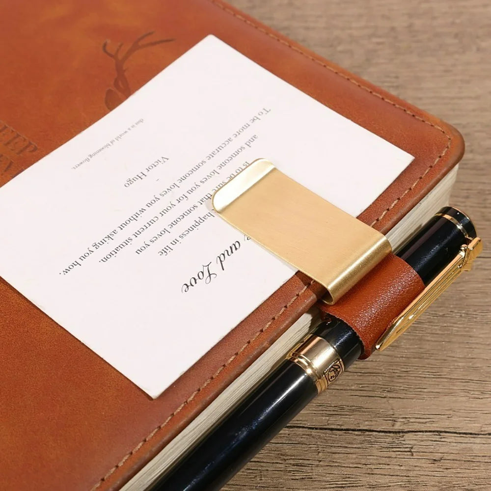Leather & Brass Pen Holder Clip for Travelers Notebook Journal Pen Holder Clip QXL