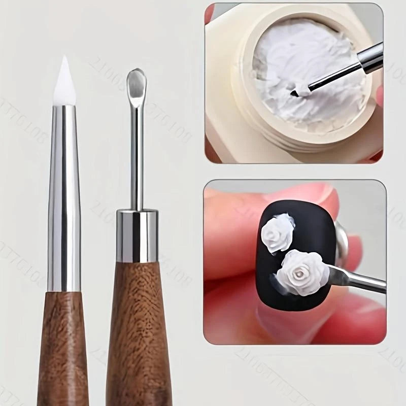 Double-Ended Silicone Poly Gel Nail Art Pen | Carving Spatula Nail Art Pen QXL