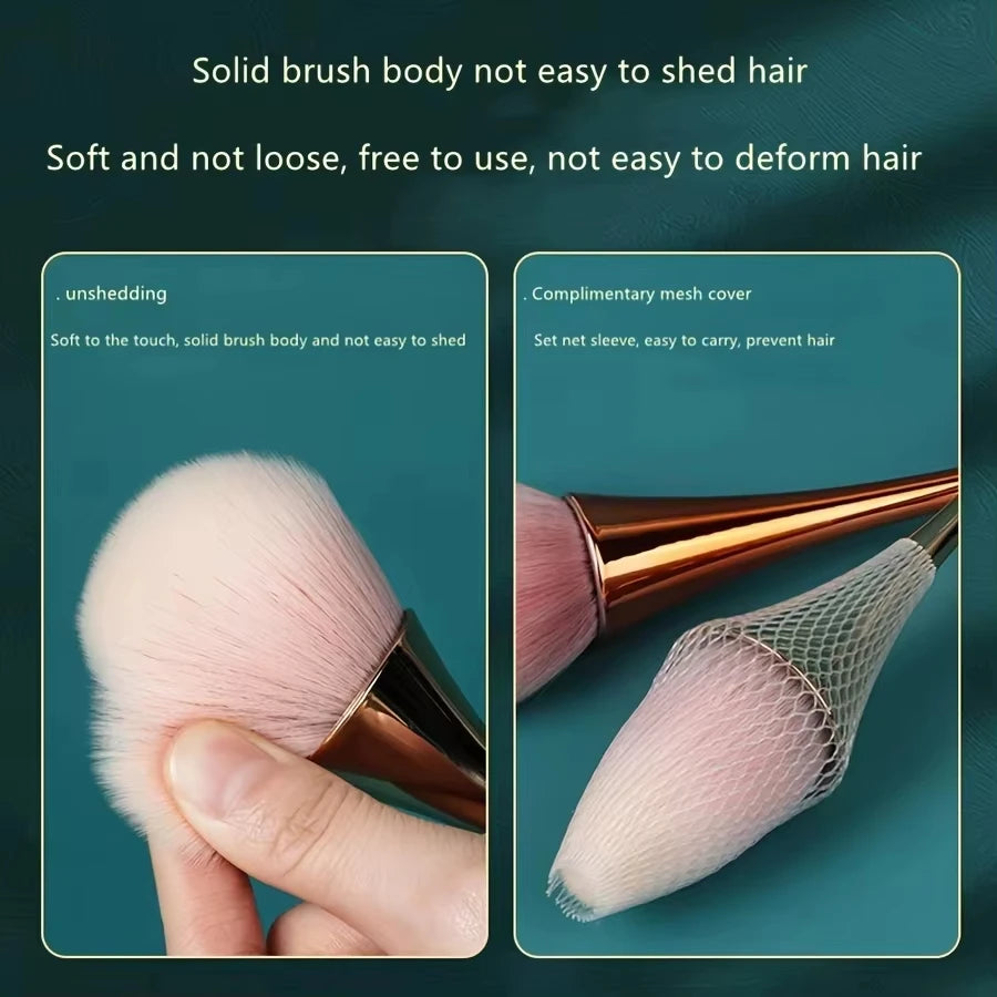Fan-Shaped Powder & Nail Duster Brush | Soft Fluffy Bristles Nail Duster Brush QXL