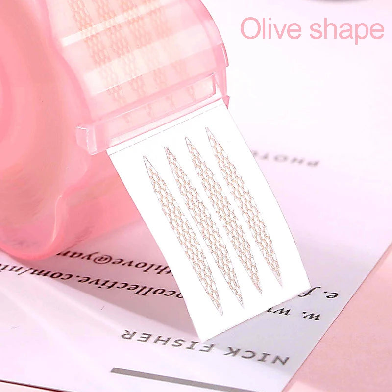 Invisible Double Eyelid Tape Strips 360/600-Pc | Lace Fiber Eyelid Tape Strips QXL 360Pcs Olive