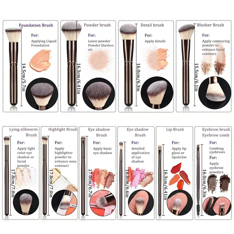 10-Piece Professional Makeup Brush Set | Face & Eye Kit Makeup Brush Set QXL